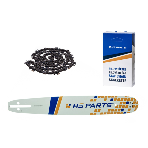 HS PARTS Prowadnica 16" (40 cm) .325" .058" (1,5 mm) + Łańcuch tnący 66 ogniw Zęby kwadratowe do Husqvarna 36 55 136 154 257 262 346 357 435 445 460 Jonsered 2054 2152 2155 Dolmar 109 111 112 116 Solo 639 651 665