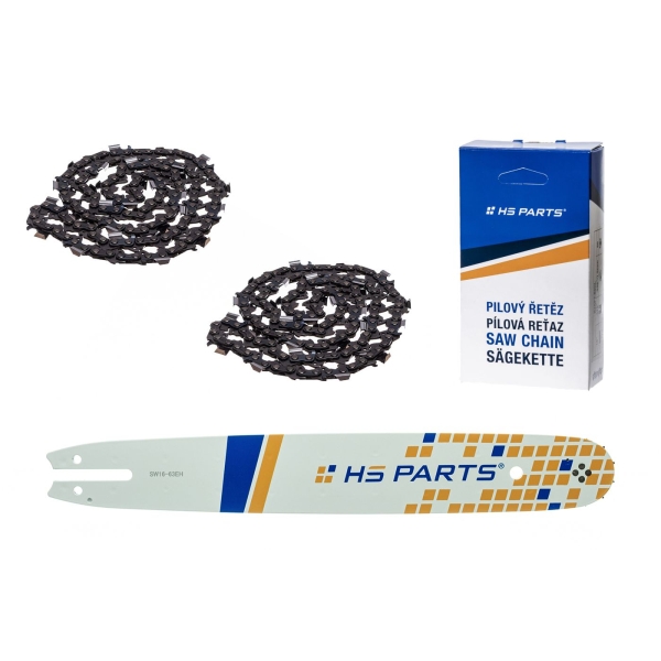 HS PARTS Prowadnica 16" (40 cm) .325" .063" (1,6 mm) + 2 x Łańcuch tnący 62 ogniwa Ząb kwadratowy