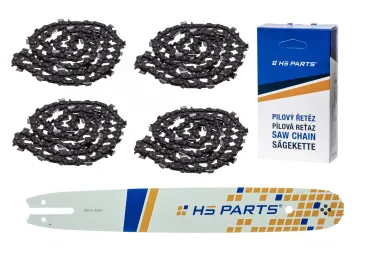 HS PARTS Prowadnica 16" (40 cm) .325" .063" (1,6 mm) + 4 x Łańcuch tnący 62 ogniwa ząb kwadratowy dla Stihl 021 023 025 MS210 MS230 MS231 MS241 MS250 MS251