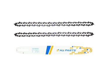 HS PARTS Prowadnica 18" (45 cm) 3/8" .050" (1,3 mm) + 2 x Łańcuch tnący 60 ogniwa Kwadratowy ząb do Husqvarna 120 135 140 240 334T 335XPT 338XPT T540XP Jonsered 2035 2036 CS2135 CS2139T Solo 614 630 633 635 637 McCulloch MS1636