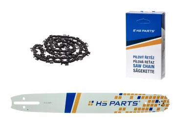 HS PARTS Prowadnica 18" (45 cm) 3/8" .058" (1,5 mm) + Łańcuch tnący 68 ogniw z zębem okrągłym do wykonywania pił i desek pasuje do Husqvarna 266 268 362 365 371 372XP 395 576XP