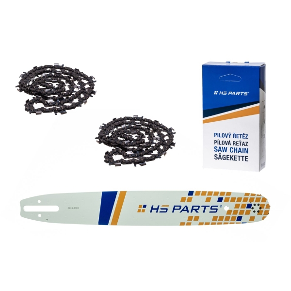 HS PARTS Prowadnica 18" (45 cm) 3/8" .063" (1,6 mm) + 2 x Łańcuch tnący 66 ogniw, ząb okrągły do wykonywania pił i desek, pasuje do Stihl MS360 MS361 MS362 MS440 MS441 MS660