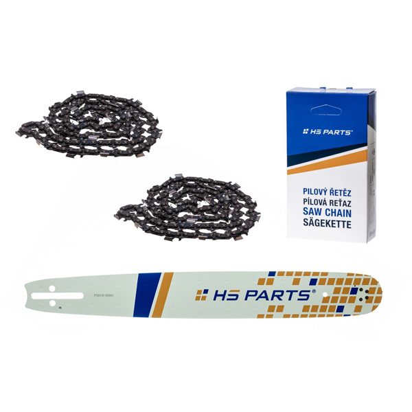 HS PARTS Prowadnica 18" (45 cm) .325" .050" (1,3 mm) + 2 x Łańcuch tnący z zębami kwadratowymi do Husqvarna 36 55 136 154 257 262 346 357 435 445 460 Jonsered 2054 2152 CS2149W Dolmar 109 111 112 116 Solo 639 651 665