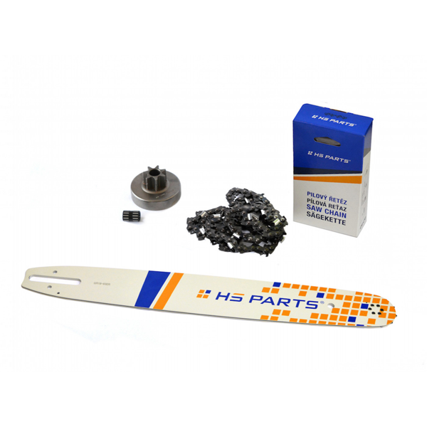 HS PARTS Prowadnica 18" (45 cm) + Łańcuch tnący 3/8" .063" (1,6 mm) 66 ogniw Ząb kwadratowy + Bęben sprzęgła do Stihl 038 MS380