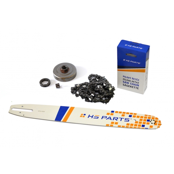 HS PARTS Prowadnica 18" (45 cm) + Łańcuch tnący 3/8" .063" (1,6 mm) 66 ogniw Zęby kwadratowe + Bęben sprzęgła do Stihl 044 046 MS341 MS361 MS362 MS440 MS441 MS460 MS461