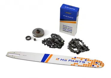HS PARTS Prowadnica 20" (50 cm) + 2 x Łańcuch tnący 3/8" .063" (1,6 mm) 72 ogniwa Ząb kwadratowy + Bęben sprzęgła do Stihl 044 046 MS341 MS361 MS440 MS460 MS461