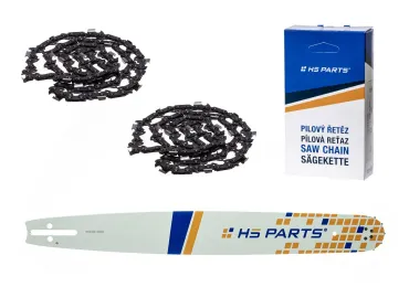 HS PARTS Prowadnica 20" (50 cm) 3/8" .050" (1,3 mm) + 2 x Łańcuch tnący 72 ogniwa Ząb kwadratowy do Husqvarna 246 254 262 345 357 455 460 555 560 Jonsered 2054 CS2260 Dolmar 111 112 115 PS540 Solo 613 614 650 Oleomac 162 956 962