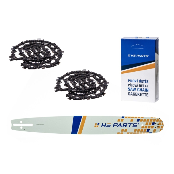 HS PARTS Prowadnica 20" (50 cm) 3/8" .050" (1,3 mm) + 2 x Łańcuch tnący 72 ogniwa Ząb kwadratowy do Husqvarna 51 55 346XP 353 357 359 455 460 560XP