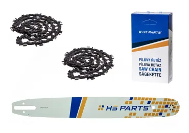 HS PARTS Prowadnica 20" (50 cm) 3/8" .063" (1,6 mm) + 2 x Łańcuch tnący 72 ogniw z zębem okrągłym do wykonywania pił i desek pasuje do Stihl 044 048 MS310 MS360 MS361 MS362 MS440 MS441 MS462 MS460 MS640 MS650 MS660 MS500i