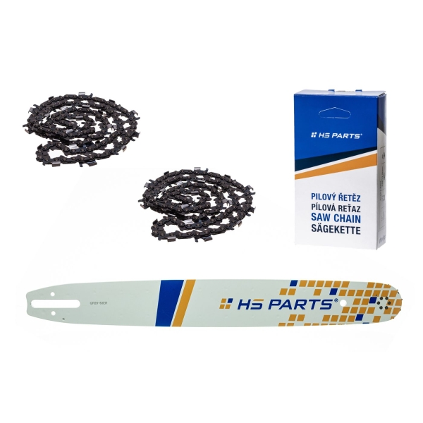 HS PARTS Prowadnica 20" (50 cm) 3/8" .063" (1,6 mm) + 2 x Łańcuch tnący 72 ogniw z zębem okrągłym do wykonywania pił i desek pasuje do Stihl 044 048 MS310 MS360 MS361 MS362 MS440 MS441 MS462 MS460 MS640 MS650 MS660 MS500i