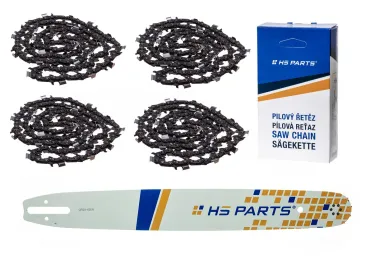 HS PARTS Prowadnica 20" (50 cm) 3/8" .063" (1,6 mm) + 4 x Łańcuch tnący 72 ogniwa Ząb kwadratowy do Stihl 036 038 044 066 MS290 MS310 MS390 MS440 MS441 MS460 MS640 MS650 MS660