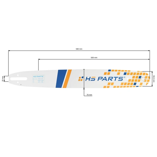 HS PARTS Prowadnica 20" (50 cm) 3/8" .063" (1,6 mm) dla Stihl 029 031 032 034 041 036 044 056 066 MS290 MS310 MS360 MS361 MS362 MS391 MS440 MS441 MS462 MS460 MS640 MS650 MS660 MS500i