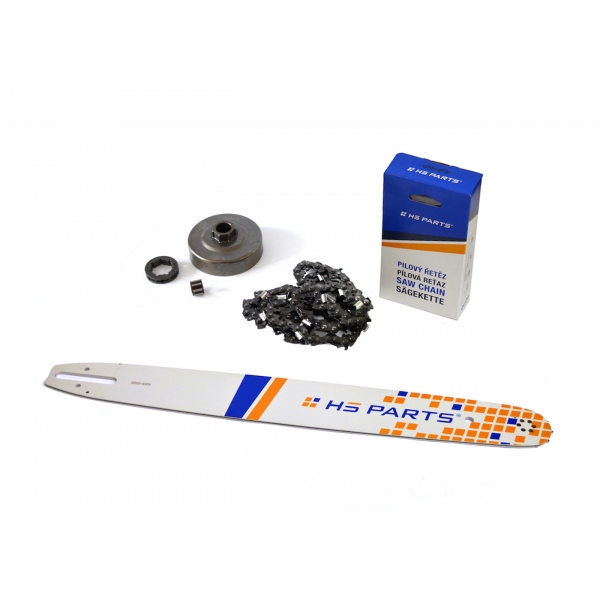 HS PARTS Prowadnica 20" (50 cm) 3/8" .063" (1,6 mm) + Łańcuch tnący 72 ogniwa Zęby kwadratowe + Bęben sprzęgła do Stihl 034 036 MS340 MS360