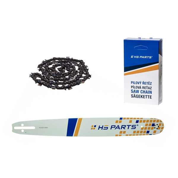 HS PARTS Prowadnica 20" (50 cm) .325" .058" (1,5 mm) + Łańcuch tnący 76 ogniw Zęby kwadratowe do Husqvarna 36 45 55 136 254 262 345 346 357 435 445 460 Jonsered 2054 2152 2155 Dolmar 109 111 112 116 Solo 639 651 665