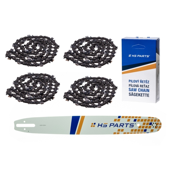 HS PARTS Prowadnica 20" (50 cm) .325" .063" (1,6 mm) + 4 x Łańcuch tnący 81 ogniw Ząb kwadratowy do Stihl 024 026 036 039 MS240 MS260 MS261 MS270 MS280 MS290 MS310 MS390