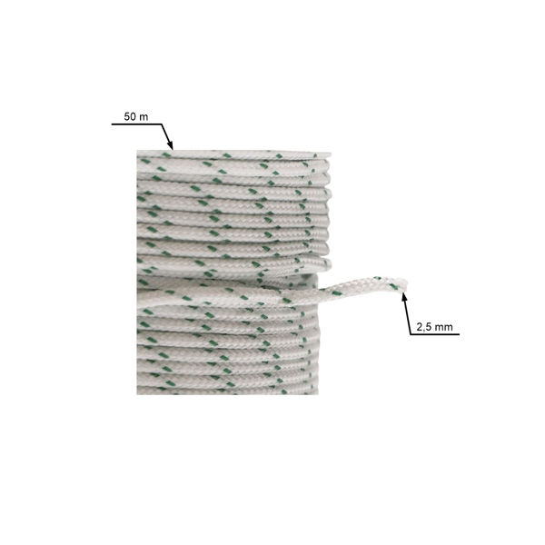 Kabel rozruchowy 2,5 mm x 50 m do pił łańcuchowych, kos spalinowych, opryskiwaczy i innego sprzętu ogrodniczego