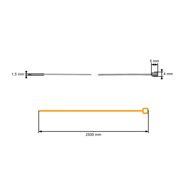 Kabel uniwersalny ze stali nierdzewnej, rozmiar 2500 mm, typ mały T