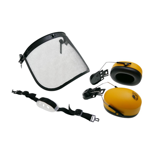 Kask ochronny z ochronnikami słuchu do pił łańcuchowych, kos spalinowych i innego sprzętu ogrodniczego