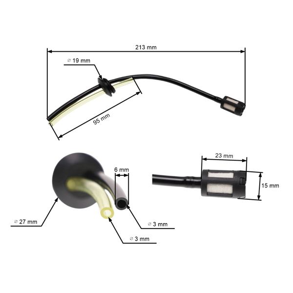 Kompletna przelotka zbiornika paliwa do kos spalinowych chińskich oraz kos spalinowych z marketów hobbystycznych