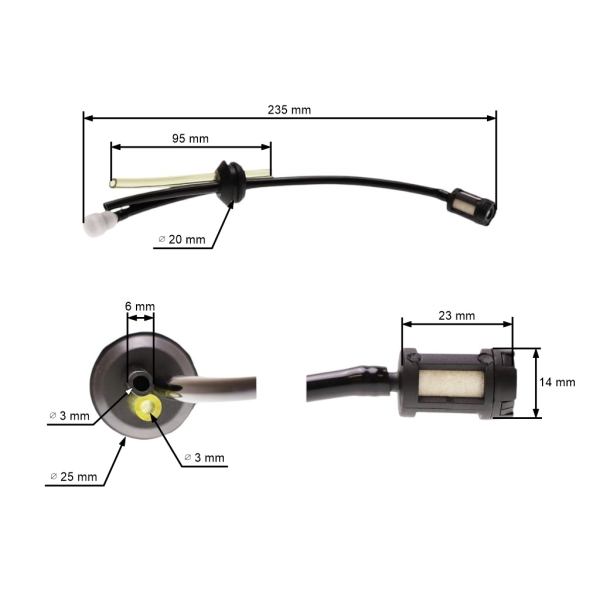 Kompletna przelotka zbiornika paliwa do kos spalinowych chińskich oraz kos spalinowych z marketów hobbystycznych