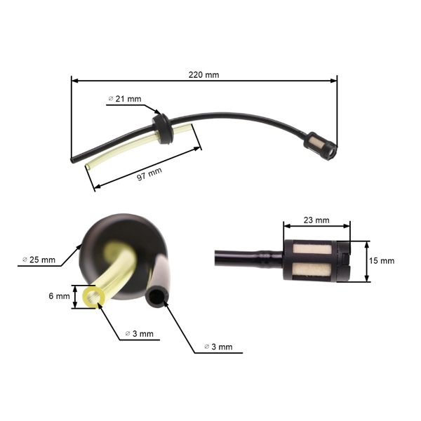 Kompletna przelotka zbiornika paliwa do kos spalinowych chińskich oraz kos spalinowych z marketów hobbystycznych
