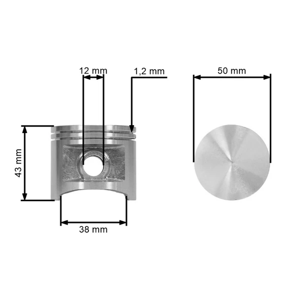 Kompletny cylinder z tłokiem HS PARTS do pił łańcuchowych Husqvarna 362XP 371XP 372XP 371K Jonsered 2063 2071 2163 2171 CS2163 CS2171 50 mm (OEM 503939372)