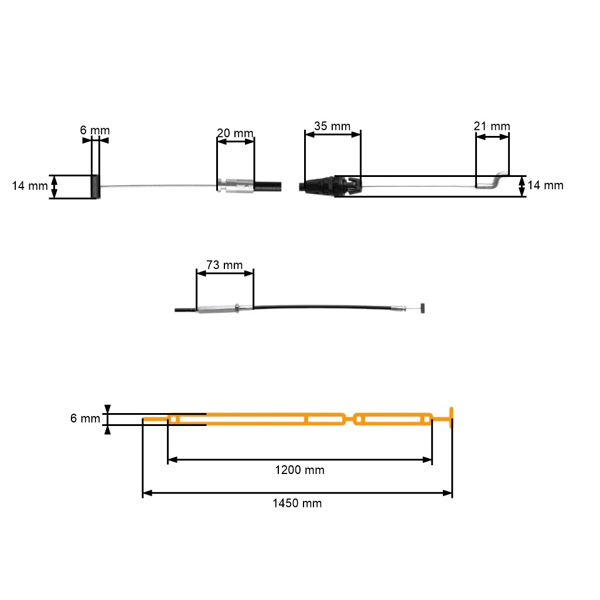 Kompletny kabel napędu kół do chińskich kosiarek silnikowych i kosiarek z marketów hobbystycznych Castorama Macallister