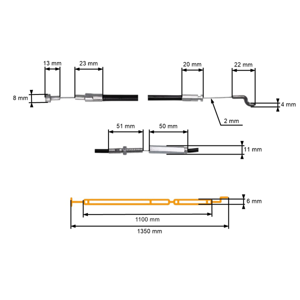 Kompletny kabel napędu kół do chińskich kosiarek Victus VSS50 Krysiak i kosiarek Hobby Market (OEM J29100109502)