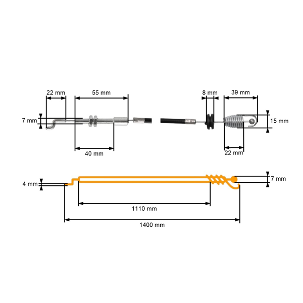 Kompletny kabel napędu kół do kosiarek Castel Garden Stiga Mountfield Alpina Honda (OEM 381001143/0 81001143/0 81001143 1136-0722-01)