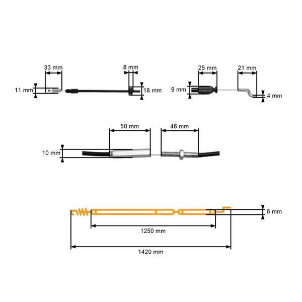 Kompletny kabel napędu kół do kosiarek ogrodowych Alpina Stiga Castel Mountfield (OEM 81030082/0 381030082/0)