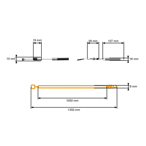 Kompletny przewód sprzęgła i sterowania ostrzami do traktorków ogrodowych Castel Garden Honda Stiga (OEM 182004606/1 1136-1165-01 82004606)