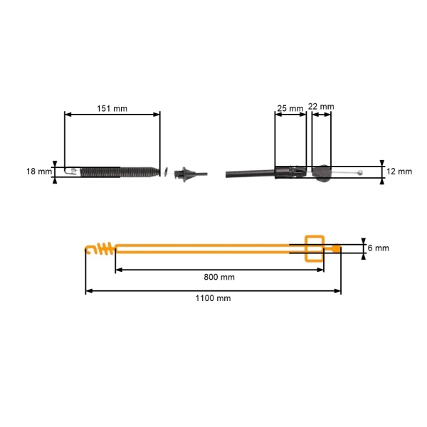 Kompletny przewód sterujący sprzęgła i ostrza kosiarki do ciągników ogrodowych Husqvarna Partner McCulloch Poulan Jonsered (OEM 532181555 181555)