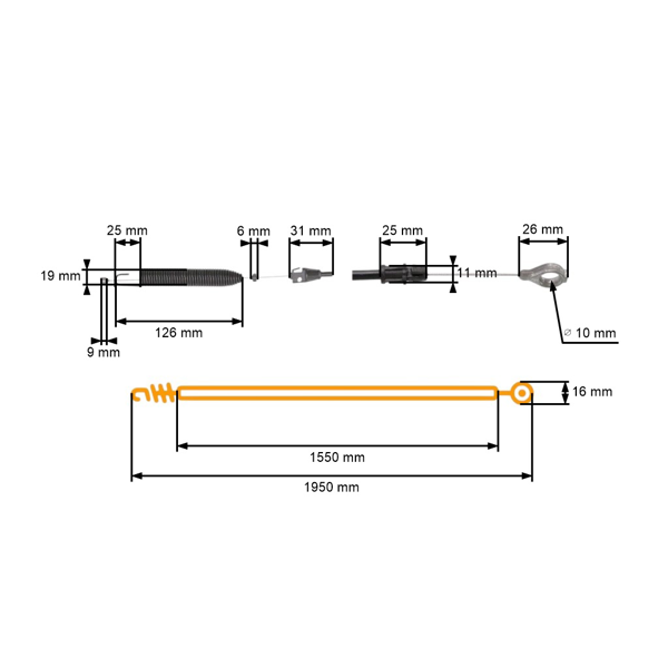 Kompletny przewód sterujący sprzęgła i ostrza kosiarki do ciągników ogrodowych Husqvarna Partner McCulloch Poulan Jonsered (OEM 532447666 583591701)