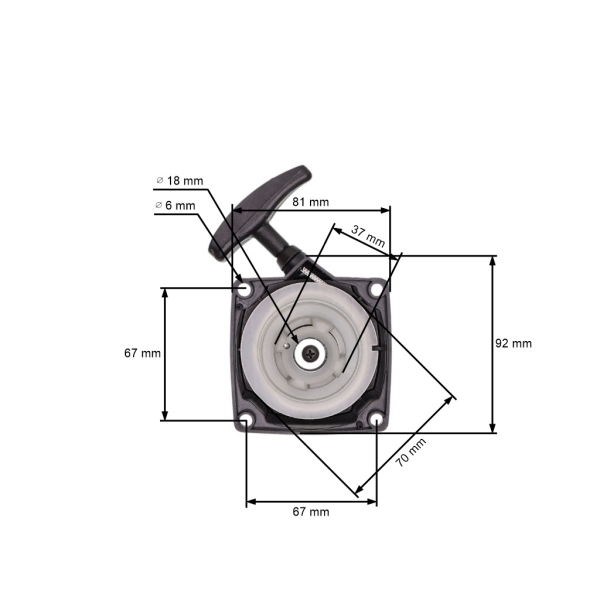 Kompletny rozrusznik do chińskich kos i wykaszarek z rynków hobbystycznych o pojemności silnika 32 cm3 43 cm3 52 cm3
