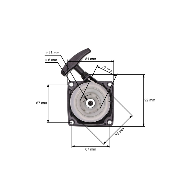 Kompletny rozrusznik do chińskich kos i wykaszarek z rynków hobbystycznych o pojemności silnika 32 cm3 43 cm3 52 cm3