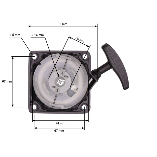 Kompletny rozrusznik do chińskich kos i wykaszarek z rynków hobbystycznych o pojemności silnika 43 cm3 52 cm3