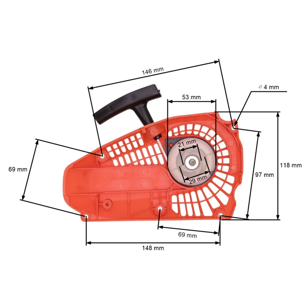 Kompletny rozrusznik do chińskich pił łańcuchowych i pił z rynku hobbystycznego z silnikiem 25cc