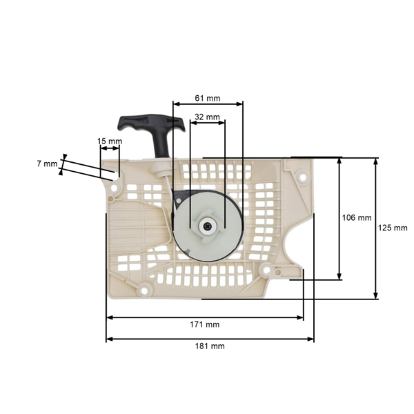 Kompletny rozrusznik do pił chińskich i pił łańcuchowych z marketów hobbystycznych o pojemności silnika 42cc - 58cc