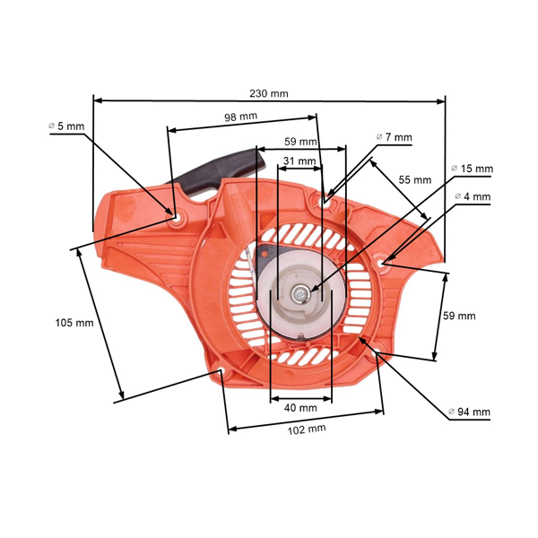 Kompletny rozrusznik do pił łańcuchowych OLEO-MAC Oleomac GS35 GS350 (OEM 50242005BR)