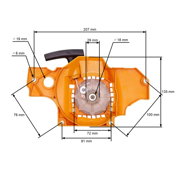 Kompletny rozrusznik do piły łańcuchowej HS PARTS dla Partner 350 351 370 390 420 McCulloch Mac 325 Mac Cat 338 MAC 3-14 XT (OEM 530049335)
