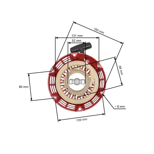 Kompletny rozrusznik do silników Honda GX120 GX160 GX200 o mocy 5,5 PS - 6,5 PS (OEM 28400ZH8013ZA 28400-ZH8-013ZA 28400-ZH8-13YA)