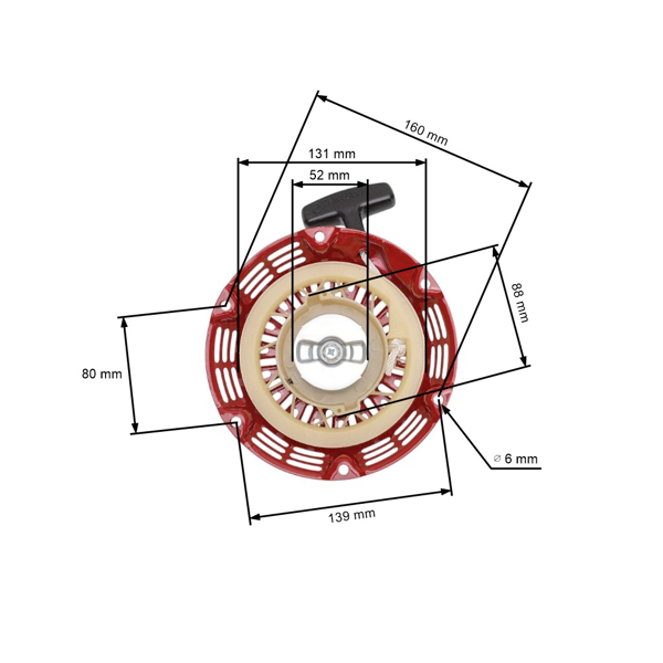 Kompletny rozrusznik do silników Honda GX120 GX160 GX200 o mocy 5,5 PS - 6,5 PS (OEM 28400ZH8013ZA 28400-ZH8-013ZA 28400-ZH8-13YA)