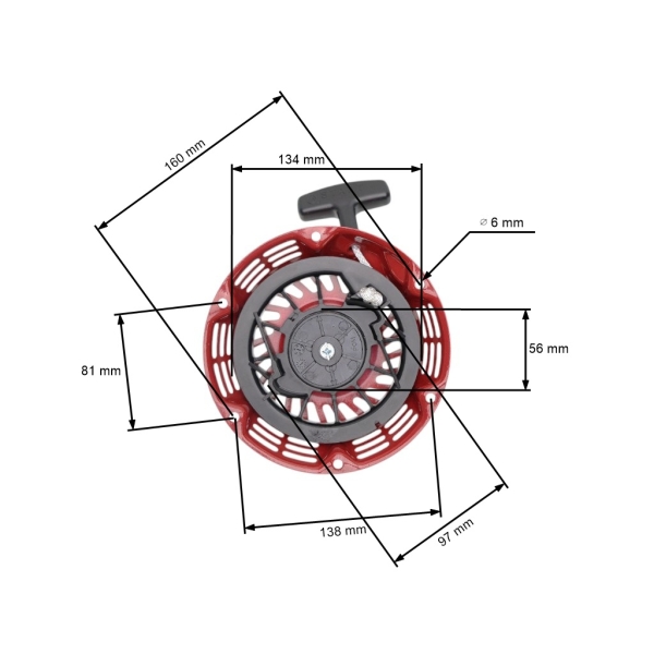 Kompletny rozrusznik do silników Honda GX140 GX160 GX200 o mocy 5,5 PS - 6,5 PS (OEM 28400-ZE1-003ZA 28400-ZE8-013ZA 28400ZE8509)