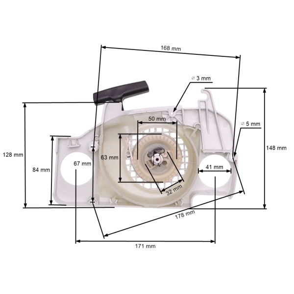 Kompletny rozrusznik HS PARTS do pił łańcuchowych Stihl MS170 2-MIX MS180 2-MIX (OEM 11300801807 11300802110)