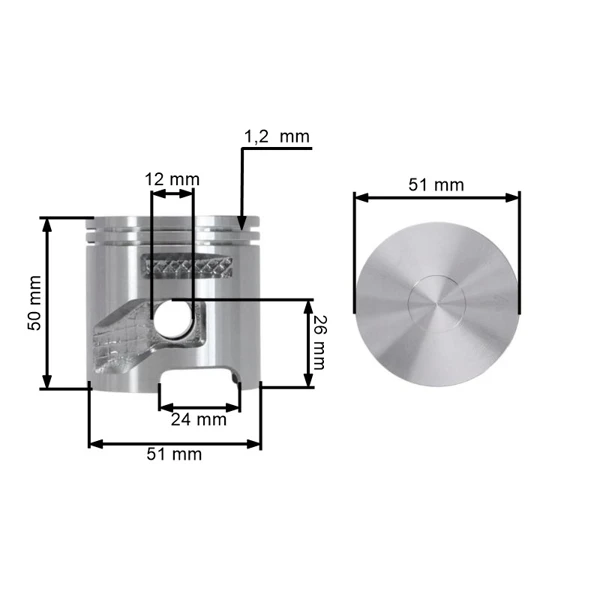 Kompletny tłok do pił łańcuchowych Husqvarna Partner K750 K760 K770 51 mm (OEM 506372401 506372402 506372403)