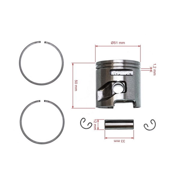 Kompletny tłok do pił łańcuchowych Husqvarna Partner K750 K760 K770 51 mm (OEM 506372401 506372402 506372403)