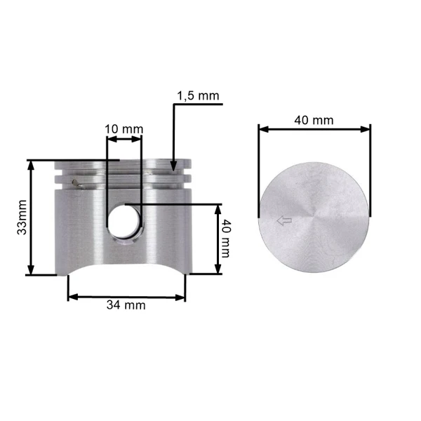 Kompletny tłok do pił łańcuchowych OLEO-MAC Oleo-mac 941CX 941C 40 mm (OEM 50060027A)