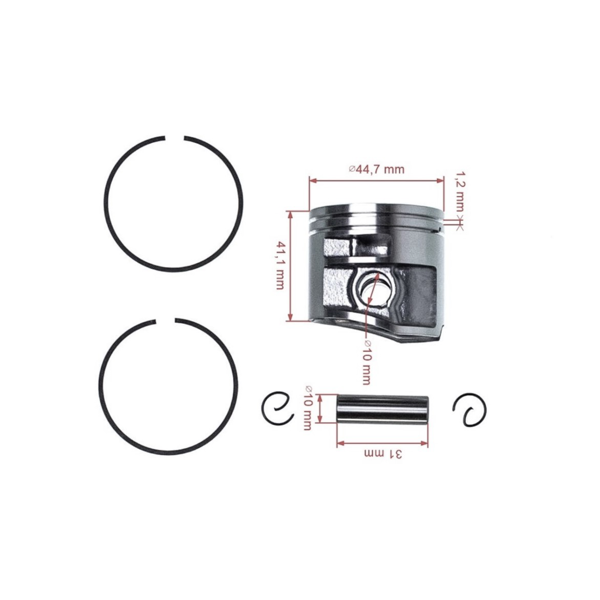 Kompletny tłok do pił łańcuchowych Stihl MS261 MS261C 44,7 mm (OEM 11410302031)