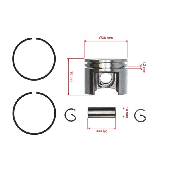 Kompletny tłok do piły łańcuchowej Stihl 018 MS180 38 mm (OEM 11300302004)