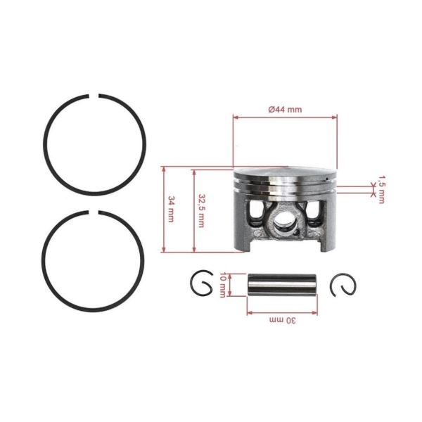 Kompletny tłok do piły łańcuchowej Stihl 026 MS260 44 mm (OEM 11210302001)